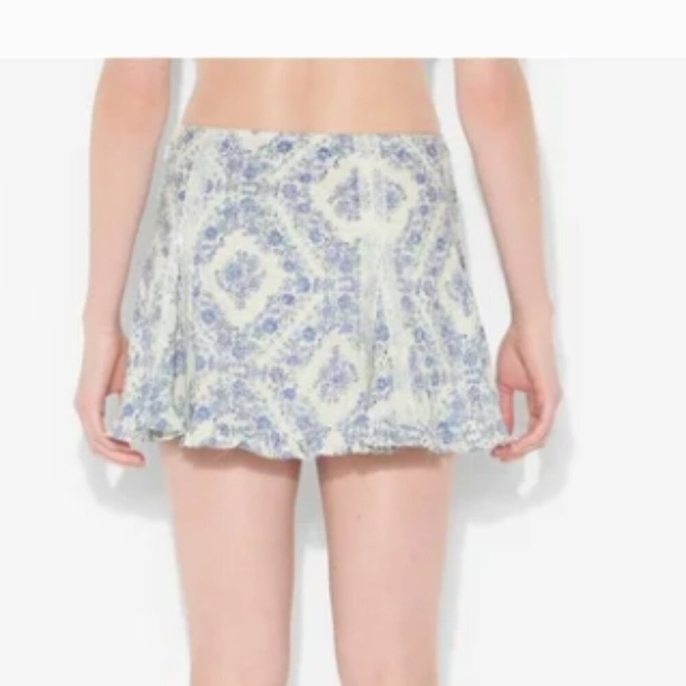 Wild Fable Above Knee Godet Full Skirt Blue Floral Size M NWT - Picture 3 of 7